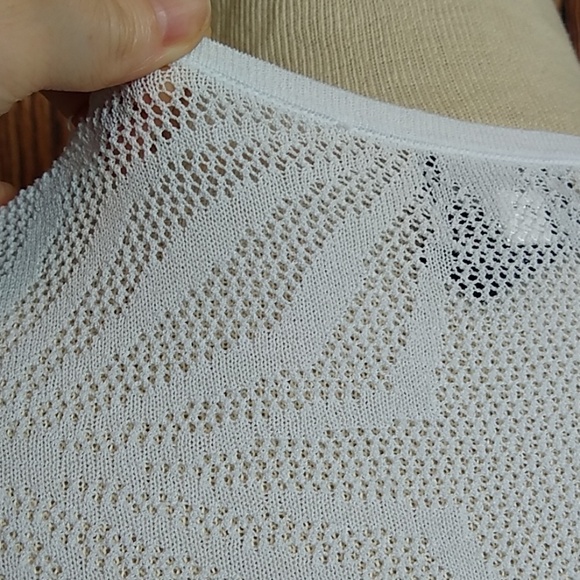 WHITE Stretchy Sheer Knit Top, Size XL - Ally NYC - Picture 4 of 7